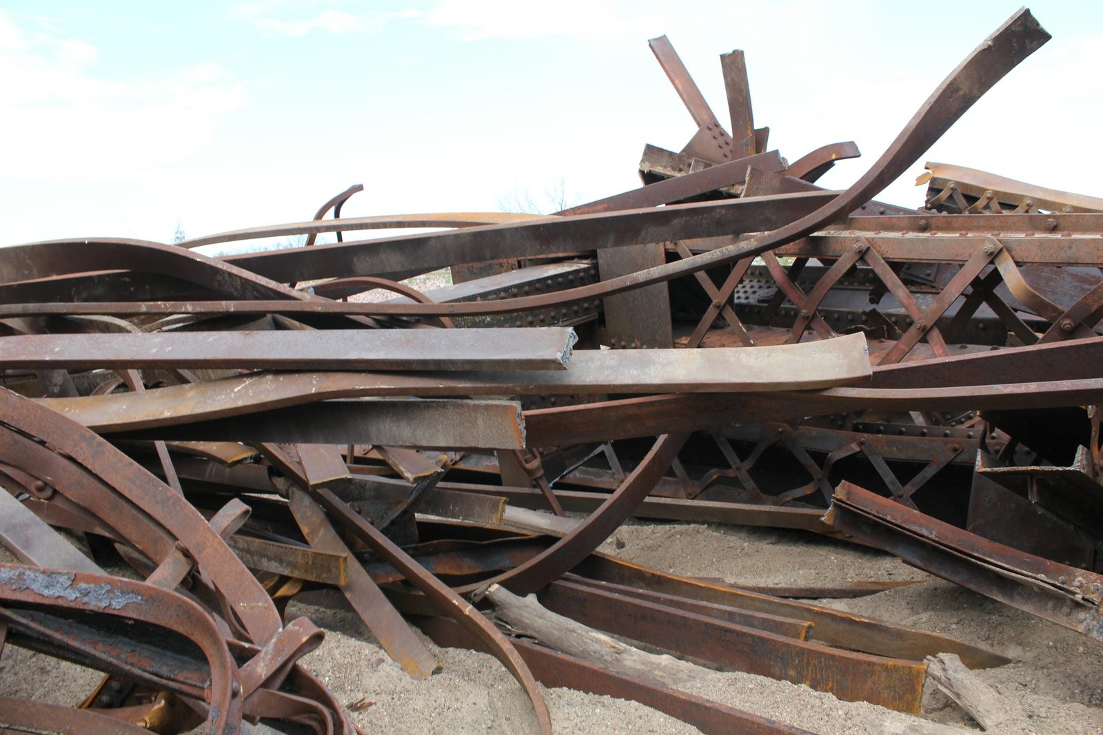 Scrap steel from bridge during demolition